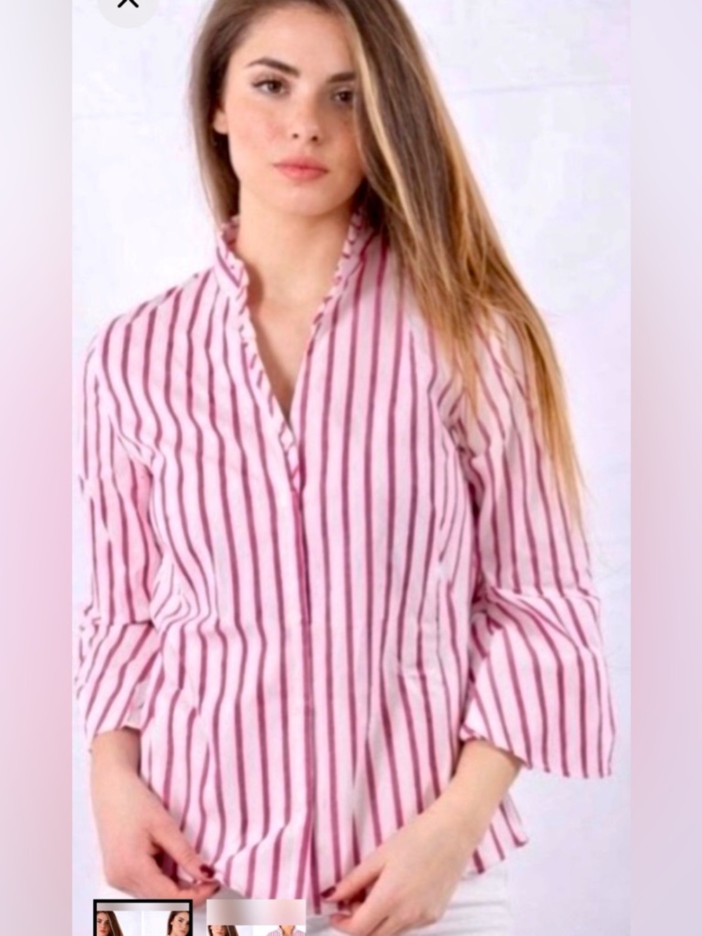 MARELLA Emme Pink and White Striped Blouse